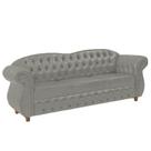 Sofá Chesterfield Merlo 3 lugares 2M - Veludo Cinza Prata / Decoração, recepção, Barbearia, sala tv estar