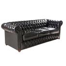 Sofá Chesterfield Victório 3 Lugares 2,30 - Corano Preto / Decoração, recepção, sala tv estar