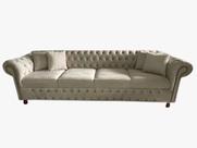 Sofá Chesterfield Victtorio Capitonê 2,60m Suede Nude SALA RECEPÇÃO BARBEARIA