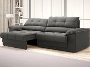 Sofá com Carregador USB Retrátil Reclinável Mimo 2,00m Velosuede Cinza - NETSOFAS Sofá com Carregador USB Retrátil Reclinável Mimo 2,00m Velosuede Cinza - NETSOFAS