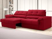 Sofá com Carregador USB Retrátil Reclinável Mimo 2,30m Velosuede Vermelho - NETSOFAS Sofá com Carregador USB Retrátil Reclinável Mimo 2,30m Velosuede Vermelho - NETSOFAS