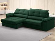 Sofá com Carregador USB Retrátil Reclinável Monaco 2,10m Velosuede Verde - NETSOFAS Sofá com Carregador USB Retrátil Reclinável Monaco 2,10m Velosuede Verde - NETSOFAS
