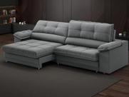 Sofá com Carregador USB Retrátil Reclinável Montreal 2,10m Velosuede Grafite - NETSOFAS