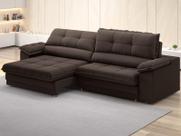 Sofá com Carregador USB Retrátil Reclinável Montreal 2,90m Velosuede Chocolate - NETSOFAS