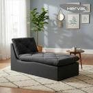Sofá com Chaise Herval Flora, Linho Preto, 154 cm