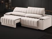 Sofá com Porta Copos Carregador USB Ret Rec Murano 2,30m Velosuede Areia - NETSOFAS