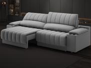 Sofá com Porta Copos Carregador USB Ret Rec Murano 2,30m Velosuede Grafite - NETSOFAS