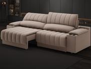 Sofá com Porta Copos Carregador USB Ret Rec Murano 2,30m Velosuede Marrom - NETSOFAS