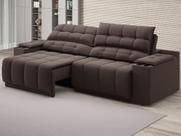 Sofá com Porta Copos Carregador USB Ret Rec Samurai 2,30m Velosuede Chocolate - NETSOFAS