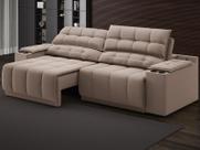 Sofá com Porta Copos Carregador USB Ret Rec Samurai 2,30m Velosuede Marrom - NETSOFAS