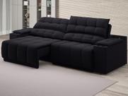 Sofá com Porta Copos Carregador USB Ret Rec Samurai 2,50m Velosuede Preto - NETSOFAS