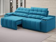 Sofá com Porta Copos Carregador USB Ret Rec Samurai 2,50m Velosuede Royal - NETSOFAS Sofá com Porta Copos Carregador USB Ret Rec Samurai 2,50m Velosuede Royal - NETSOFAS