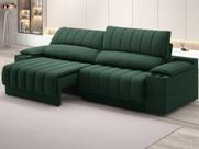Sofá com Porta Copos e Carregador USB Retrátil e Reclinável Murano 2,00m Velosuede Verde - NETSOFAS