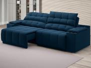 Sofá com Porta Copos e Carregador USB Retrátil e Reclinável Samurai 2 mt Velosuede Petróleo NETSOFAS