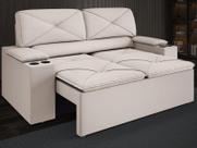 Sofá com Porta Copos Retrátil e Reclinável Pop 1,54m Velosuede Areia - NETSOFAS