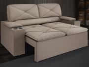Sofá com Porta Copos Retrátil e Reclinável Pop 1,54m Velosuede Capuccino - NETSOFAS