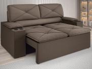 Sofá com Porta Copos Retrátil e Reclinável Pop 1,54m Velosuede Marrom - NETSOFAS