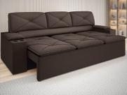 Sofá com Porta Copos Retrátil e Reclinável Pop 2,05m Velosuede Chocolate - NETSOFAS