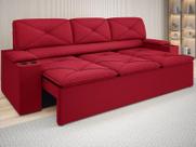 Sofá com Porta Copos Retrátil e Reclinável Pop 2,05m Velosuede Vermelho - NETSOFAS
