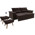Sofá Compact 2 metros Retrátil e Reclinável com Molas Espirais Suede Marrom - Sofá na Web Sofá Compact 2 metros Retrátil e Reclinável com Molas Espirais Suede Marrom - Sofá na Web