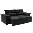 Sofá Compact 2 metros Retrátil e Reclinável com Molas Espirais Suede Preto - Sofá na Web