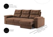 Sofá Copacabana Retrátil e Reclinável 4 Lugares 3 assentos Suede Marrom 230cm