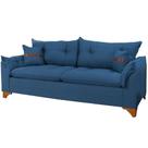 Sofá Creta 3 Lugares Tecido Linho 200cm Boareto Cor Azul