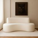 Sofá Curvo 2 lugares 150cm Apolo Bouclé Off White - Sallar Home