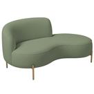 Sofá Curvo 2 Lugares 150cm Braço Dir. Thommy Pés Ouro Bouclé Verde Claro - Nexta Casa