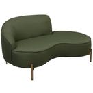 Sofá Curvo 2 Lugares 150cm Braço Dir. Thommy Pés Ouro Linho Verde - Nexta Casa