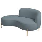 Sofá Curvo 2 Lugares 150cm Braço Esq. Thommy Pés Ouro Bouclé Azul Claro - Nexta Casa