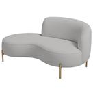 Sofá Curvo 2 Lugares 150cm Braço Esq. Thommy Pés Ouro Bouclé Cinza Claro - Nexta Casa