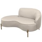 Sofá Curvo 2 Lugares 150cm Braço Esq. Thommy Pés Ouro Linho Off White - Nexta Casa