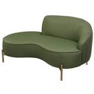 Sofá Curvo 2 Lugares 150cm Braço Esq. Thommy Pés Ouro Linho Verde Claro - Nexta Casa