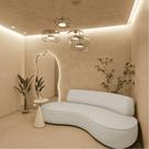 Sofá Curvo 2 Lugares Orgânico Amsterdã 160cm Linho Bege- Mabe Magazine