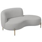 Sofá Curvo 3 Lugares 180cm Braço Dir. Thommy Pés Ouro Bouclé Cinza Claro - Nexta Casa