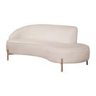 Sofá Curvo 3 Lugares 180cm Braço Dir. Thommy Pés Ouro Linho Off White - Nexta Casa