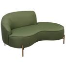 Sofá Curvo 3 Lugares 180cm Braço Dir. Thommy Pés Ouro Linho Verde Claro - Nexta Casa