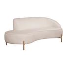 Sofá Curvo 3 Lugares 180cm Braço Esq. Thommy Pés Ouro Linho Off White - Nexta Casa