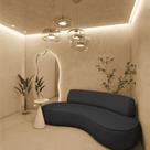 Sofá Curvo 3 Lugares Orgânico Amsterdã 180cm Linho Preto- MABE MAGAZINE