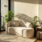 Sofá Curvo 3 Lugares Orgânico Confortável Serena Boucle Bege - Montanari s Decor