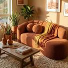 Sofá Curvo 3 Lugares Orgânico Confortável Serena Boucle Terracota - Montanari s Decor