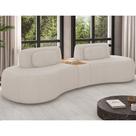 Sofá Curvo Modulado Retrátil 285cm Hyun Linho Off White - Sallar Home