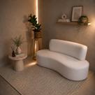 Sofá Curvo Orgânico 140cm 2 Lugares Bouclé Antonela Branco Sofá Curvo Orgânico 140cm 2 Lugares Bouclé Antonela Branco