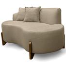 Sofá Curvo Pé de Madeira 2 Lugares Feijão Forma Orgânica Linho