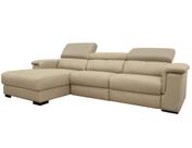 Sofá Damon Reclinável 2 Lugares + Chaise Couro Bege 323cm - 69628 Sofá Damon Reclinável 2 Lugares + Chaise Couro Bege 323cm - 69628