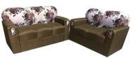 Sofá de 2 e 3 Lugares Marrom Floral
