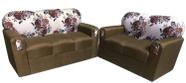 Sofá de 2 e 3 Lugares Marrom Floral