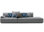 Sofá de 3 Lugares Com chaise, revestimento em linho sintético cinza - enz010 Sofá de 3 Lugares Com chaise, revestimento em linho sintético cinza - enz010