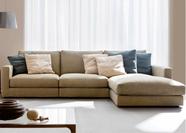 Sofá de 3 Lugares Com Chaise, Revestimento Linho Sintético Bege - MOD001